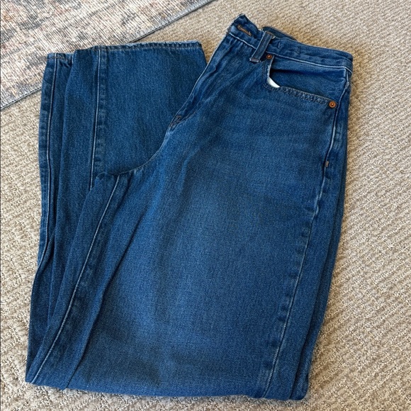 Madewell Baggy Straight Jeans in Dark Worn Indigo Wash EUC - Picture 6 of 6